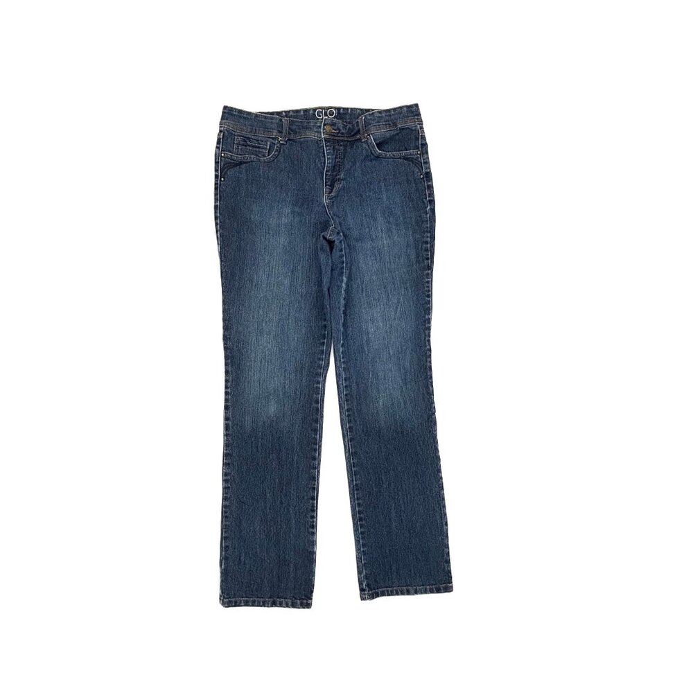 GLO by Gloria Vanderbilt Jeans Women 10 Dark Blue Straight Leg Denim